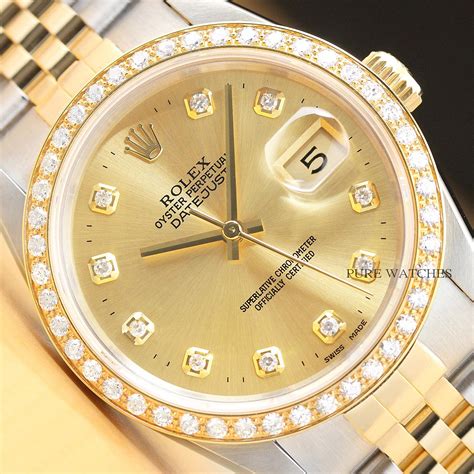 rolex datejust diamond gold and steel|rolex datejust 18k gold price.